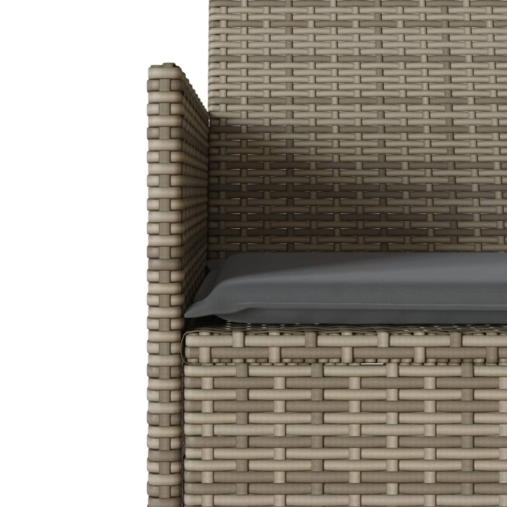 Garden Sofa 2-Seater with Table and Cushions Grey Poly Rattan