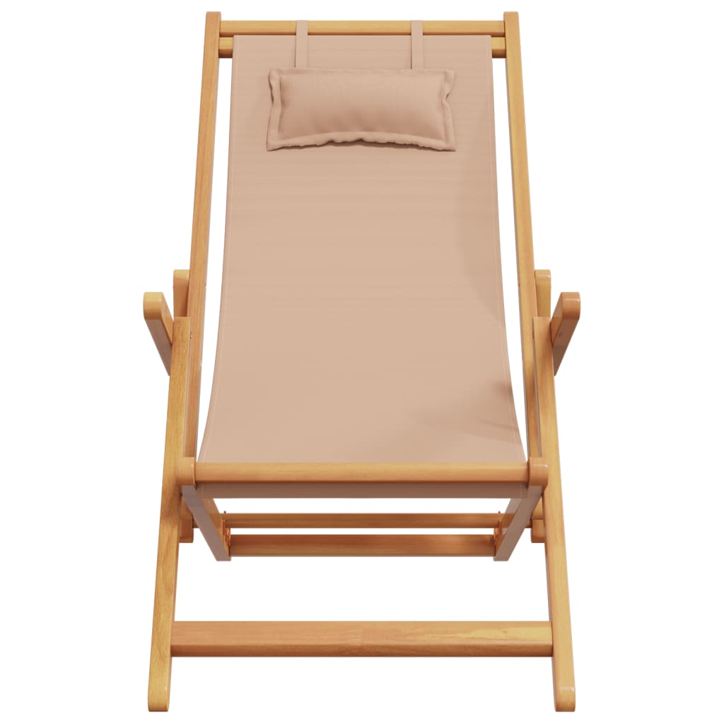 Folding Chair Taupe Solid Wood Eucalyptus and Fabric