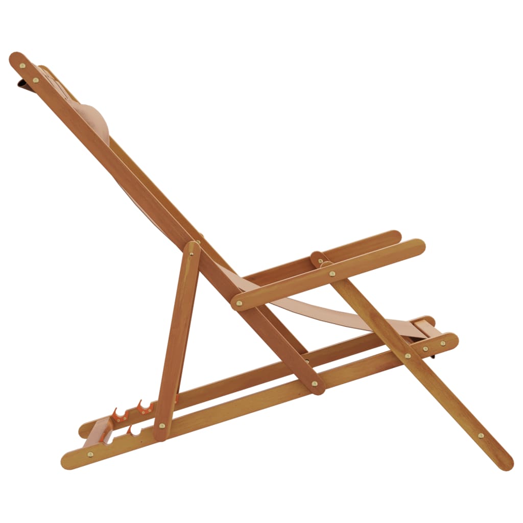 Folding Chair Taupe Solid Wood Eucalyptus and Fabric