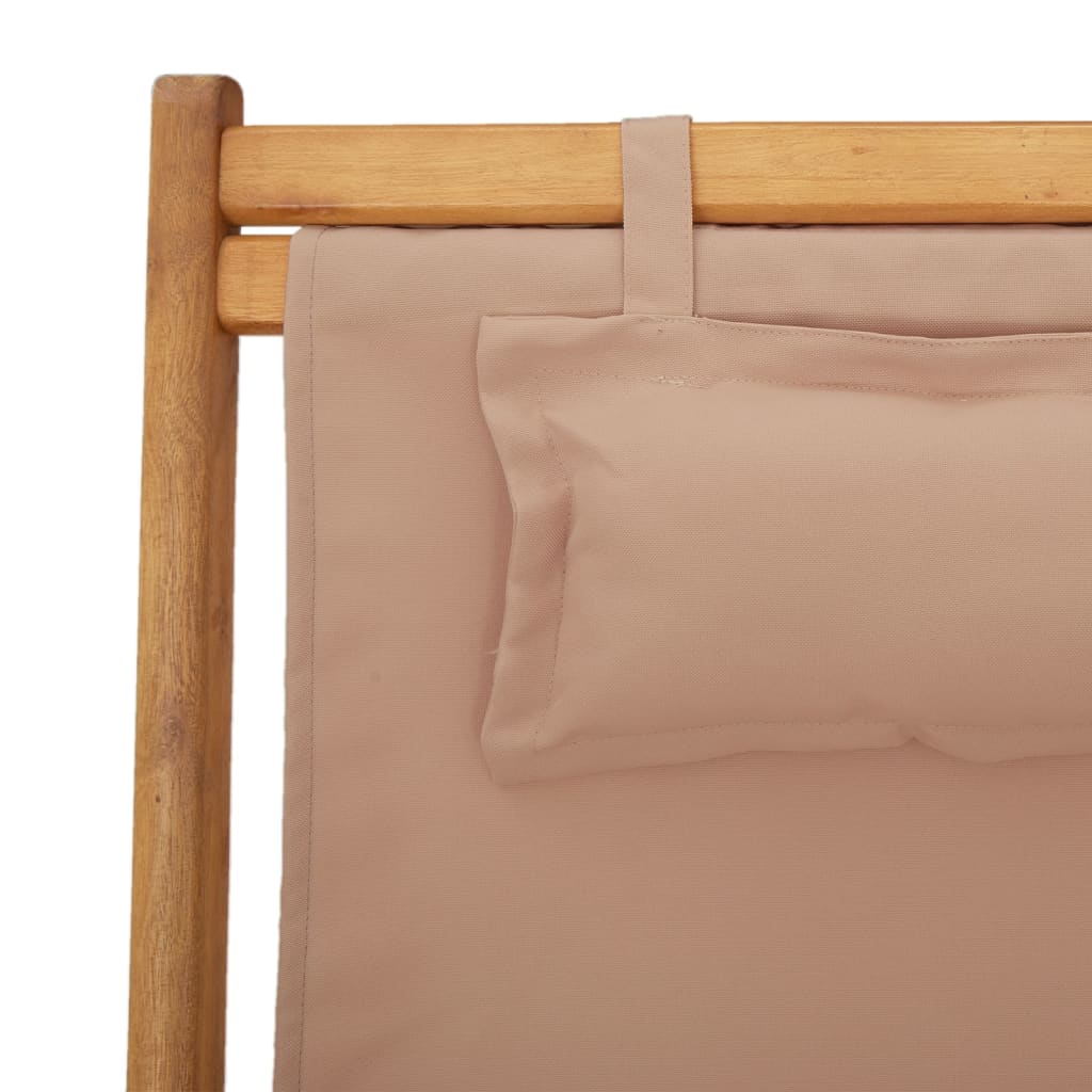 Folding Chair Taupe Solid Wood Eucalyptus and Fabric