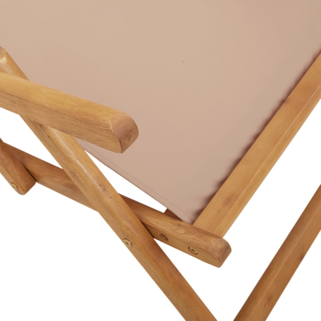 Folding Chair Taupe Solid Wood Eucalyptus and Fabric
