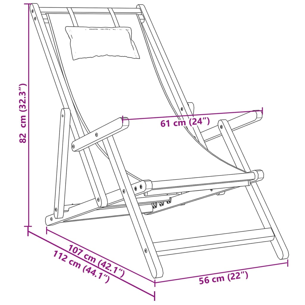 Folding Chair Taupe Solid Wood Eucalyptus and Fabric