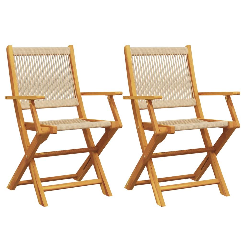 Garden Chairs 2 pcs Beige Solid Wood Acacia and Polypropylene