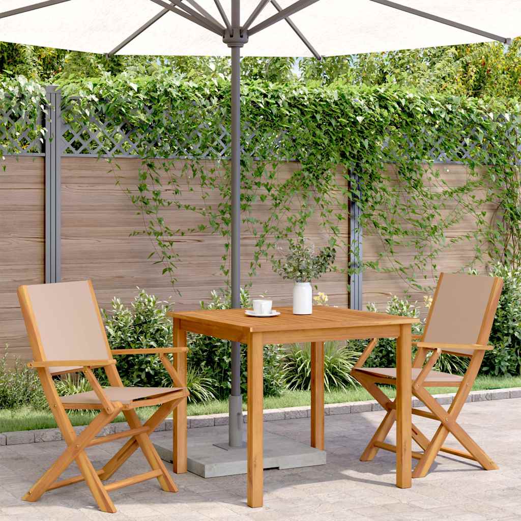 Folding Chairs 2 pcs Taupe Solid Wood Acacia and Fabric