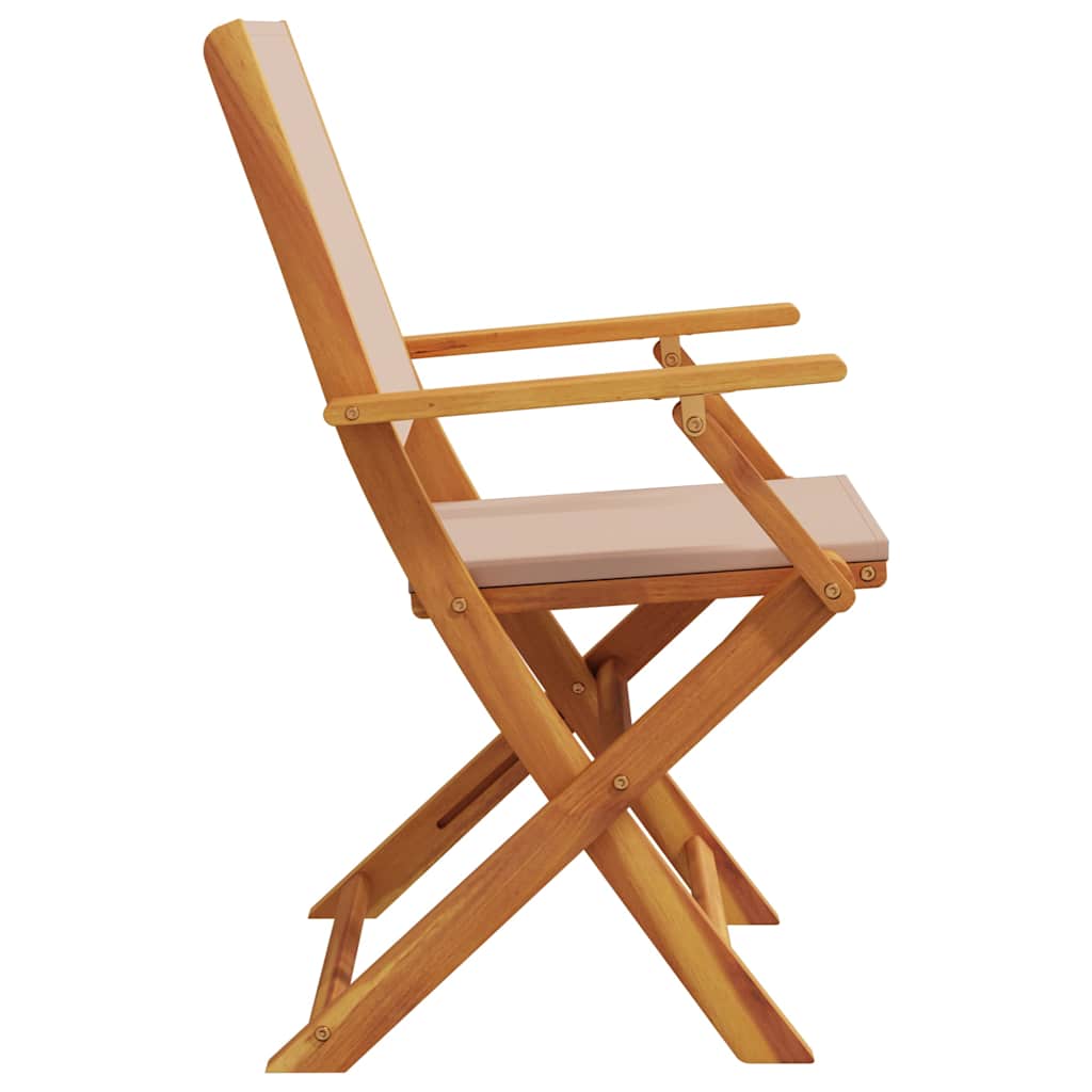 Folding Chairs 2 pcs Taupe Solid Wood Acacia and Fabric