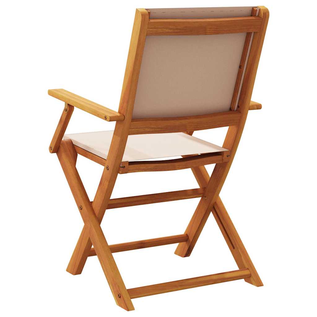 Folding Chairs 2 pcs Taupe Solid Wood Acacia and Fabric