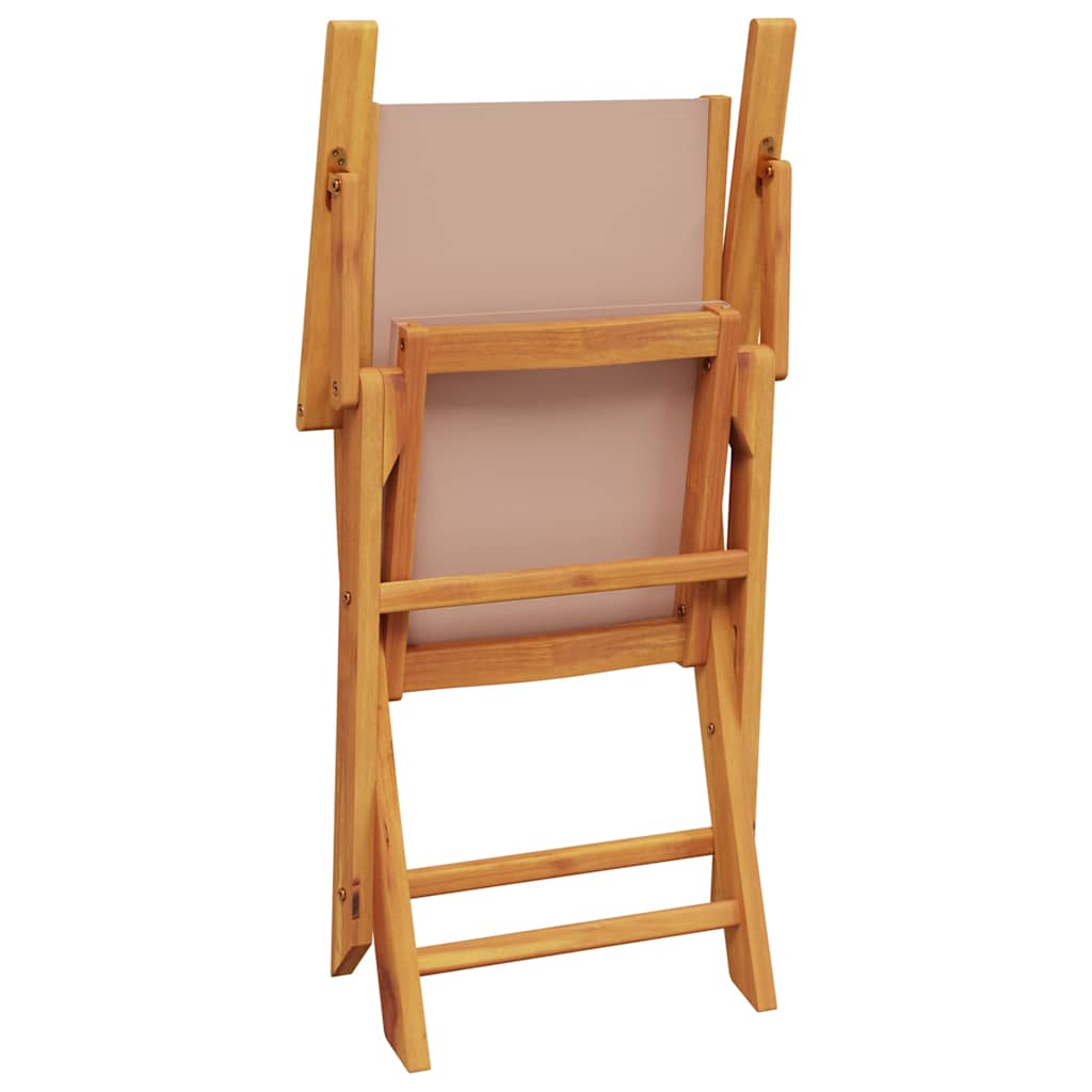 Folding Chairs 2 pcs Taupe Solid Wood Acacia and Fabric
