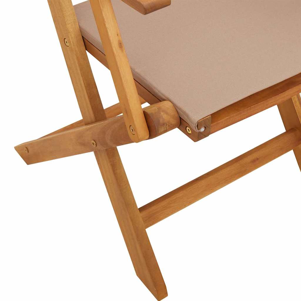 Folding Chairs 2 pcs Taupe Solid Wood Acacia and Fabric