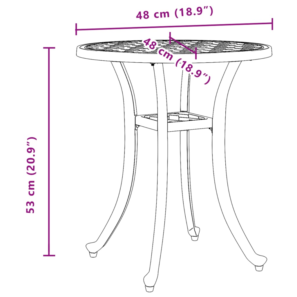 Garden Table Bronze Ø48x53 cm Cast Aluminium