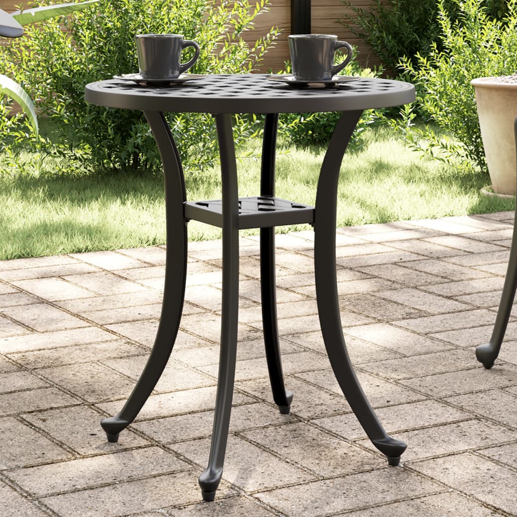 Garden Table Black Ø48x53 cm Cast Aluminium