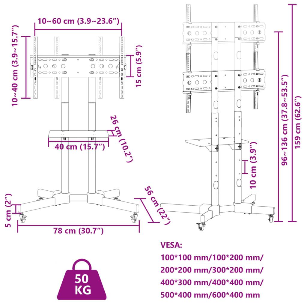 TV Stand on Wheels 32-70 Inch Screen Max VESA 600x400 mm 50kg