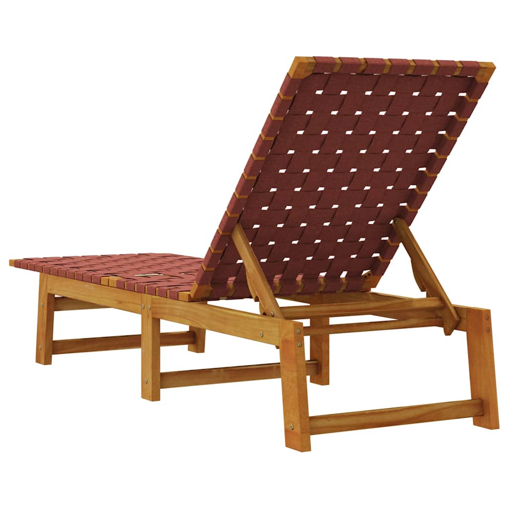 Sun Lounger Red Solid Wood Acacia and Fabric
