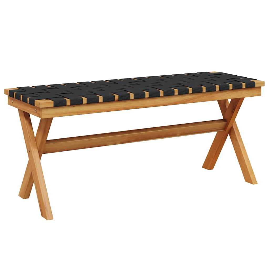 Garden Bench Black Solid Wood Acacia and Fabric