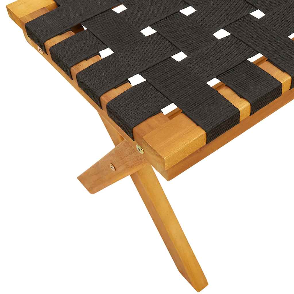 Garden Bench Black Solid Wood Acacia and Fabric