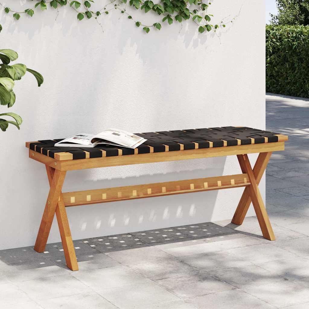 Garden Bench Black Solid Wood Acacia and Fabric