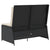 Reclining Garden Bench with Cushions Black Poly Rattan
