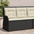 Reclining Garden Bench with Cushions Black Poly Rattan