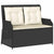 Reclining Garden Bench with Cushions Black Poly Rattan