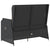Reclining Garden Bench with Cushions Black Poly Rattan