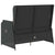 Reclining Garden Bench with Cushions Black Poly Rattan