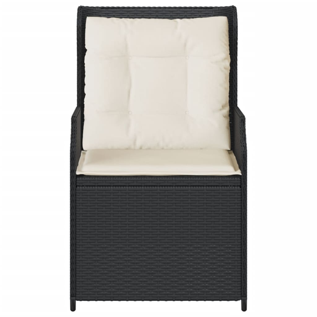 Reclining Garden Chairs 2 pcs with Cushions Black Poly Rattan