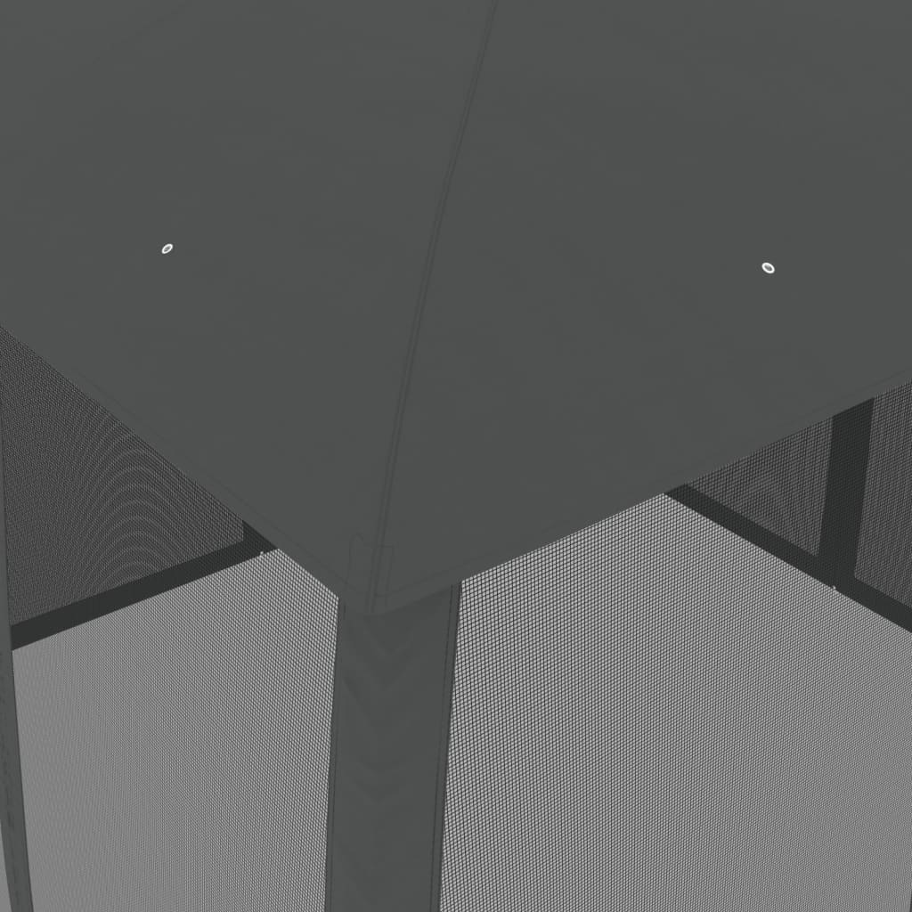 Gazebo with Double Roof&Mesh Walls Anthracite 2.93x2.93 m Steel