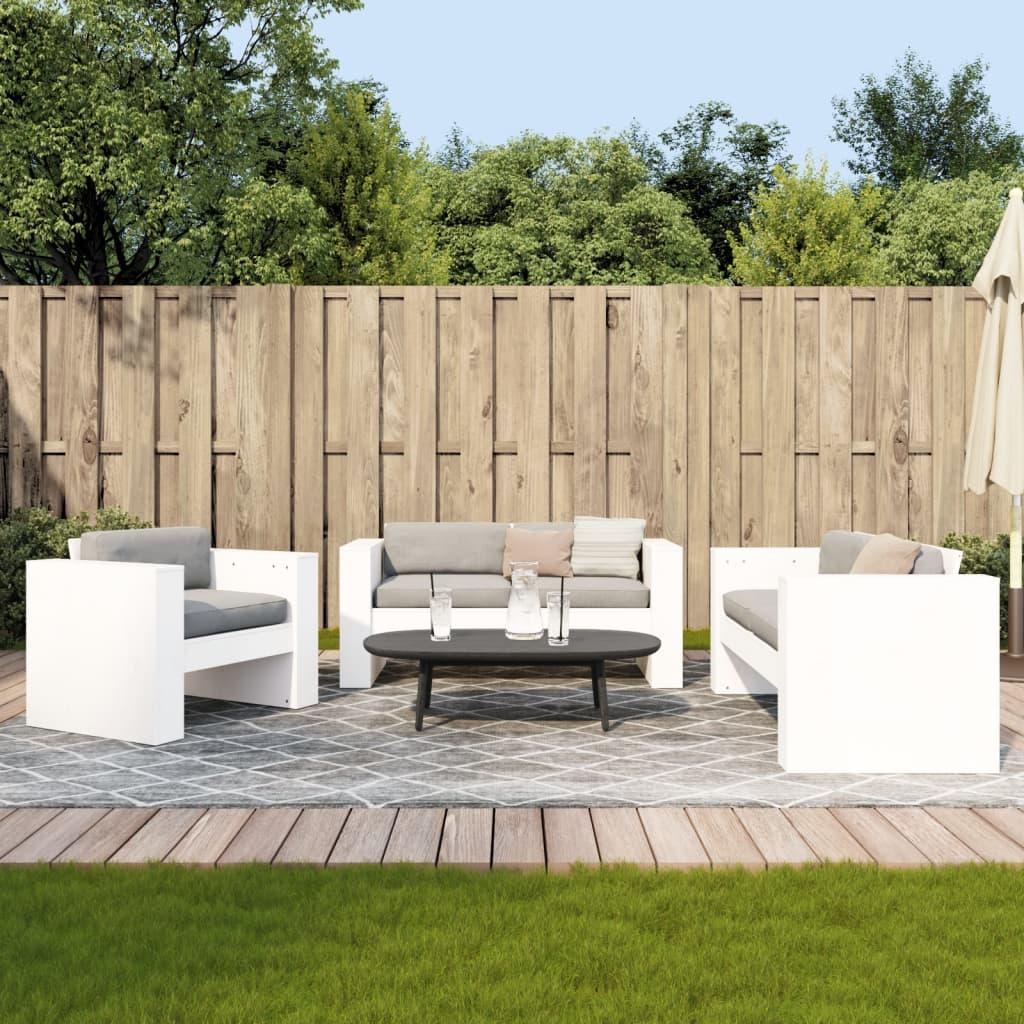 2 Piece Garden Lounge Set White Solid Wood Pine