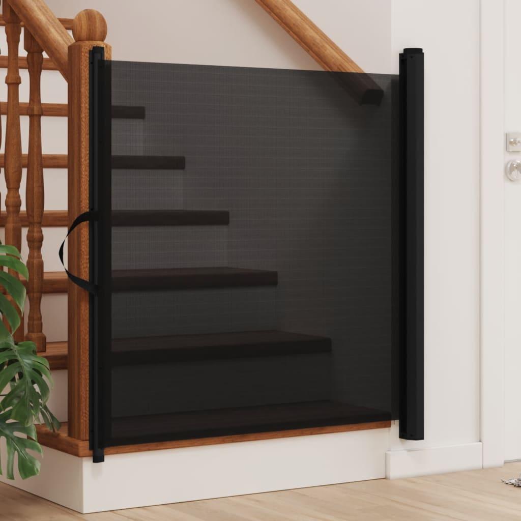 Retractable Pet Gate Black 82.5x125 cm