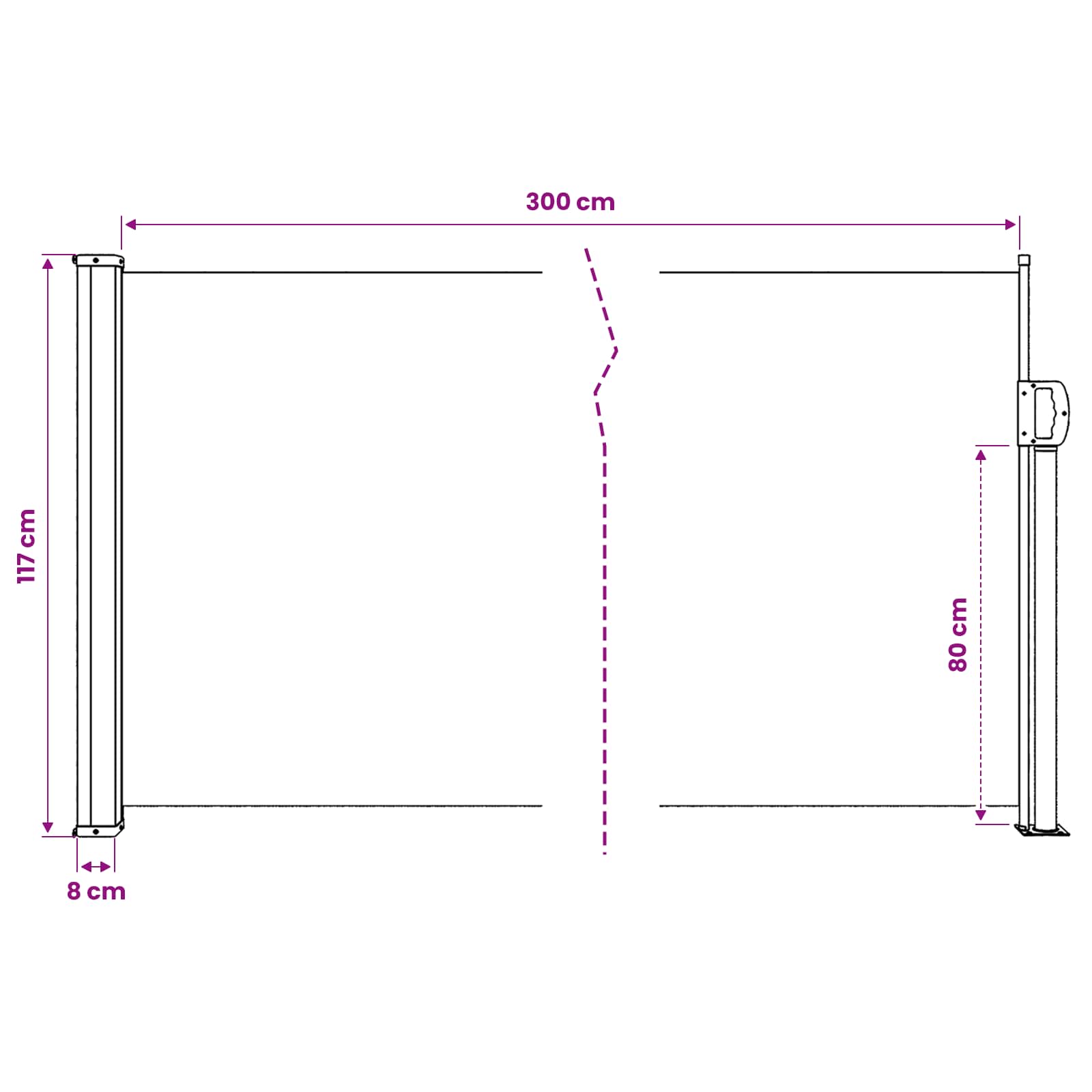 Retractable Side Awning Black 117x300 cm