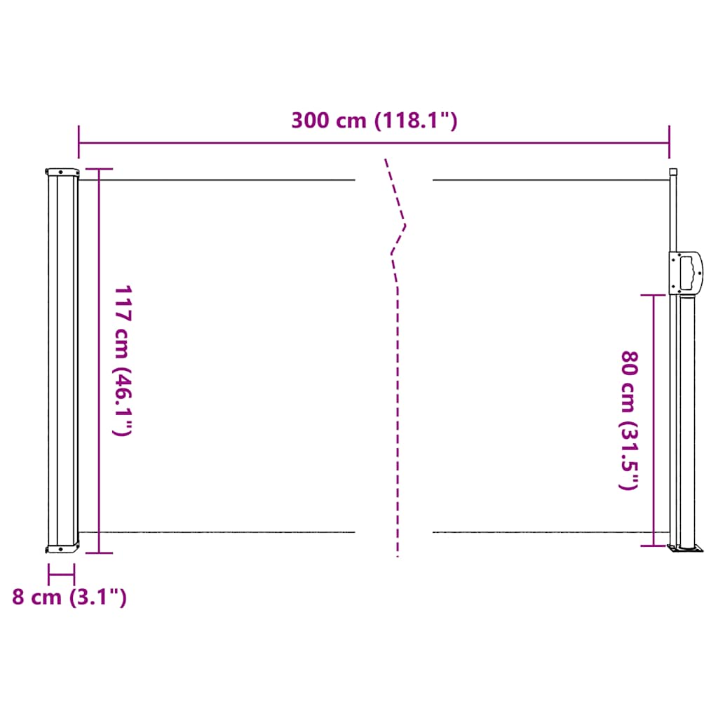 Retractable Side Awning Cream 117x300 cm