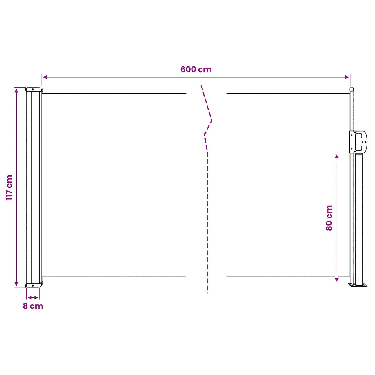 Retractable Side Awning Anthracite 120x600 cm