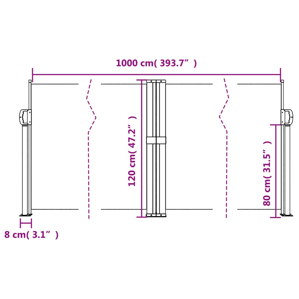 Retractable Side Awning Black 120x1000 cm