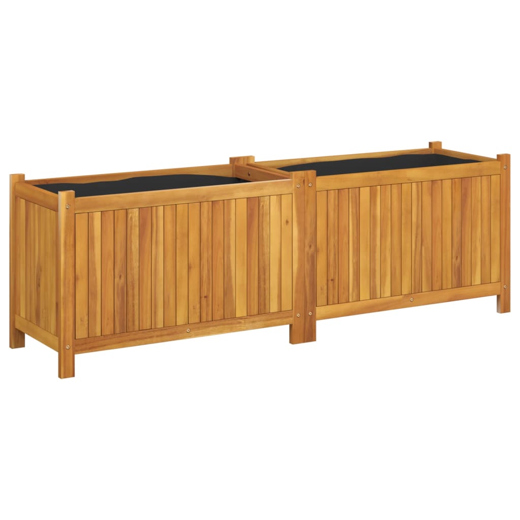 Garden Planter with Liner 153x38.5x50 cm Solid Wood Acacia