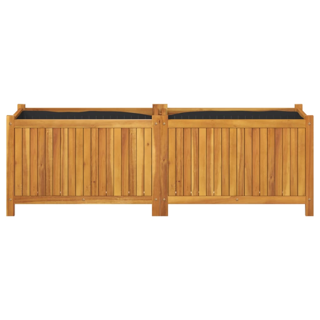 Garden Planter with Liner 153x38.5x50 cm Solid Wood Acacia