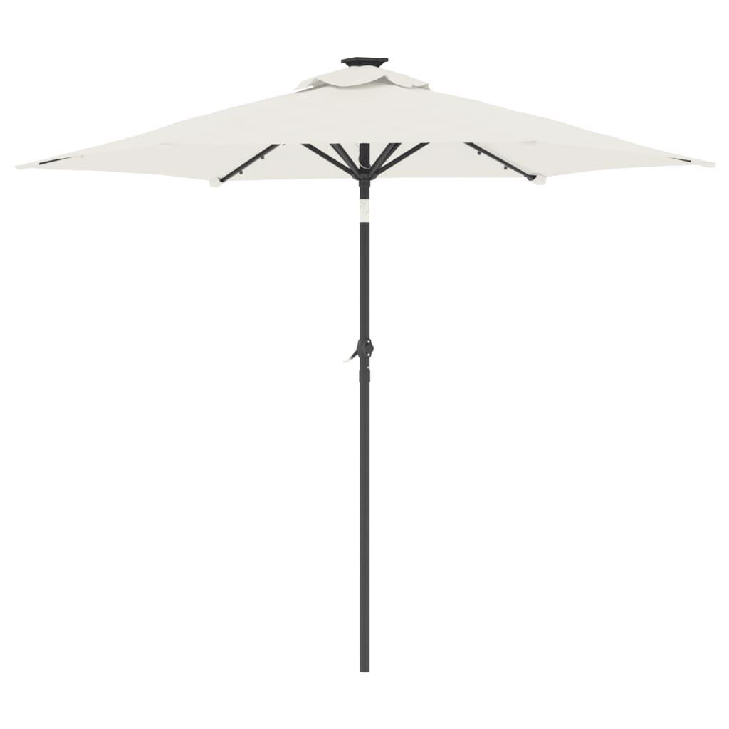 Garden Parasol with LEDs and Steel Pole White 225x225x212cm