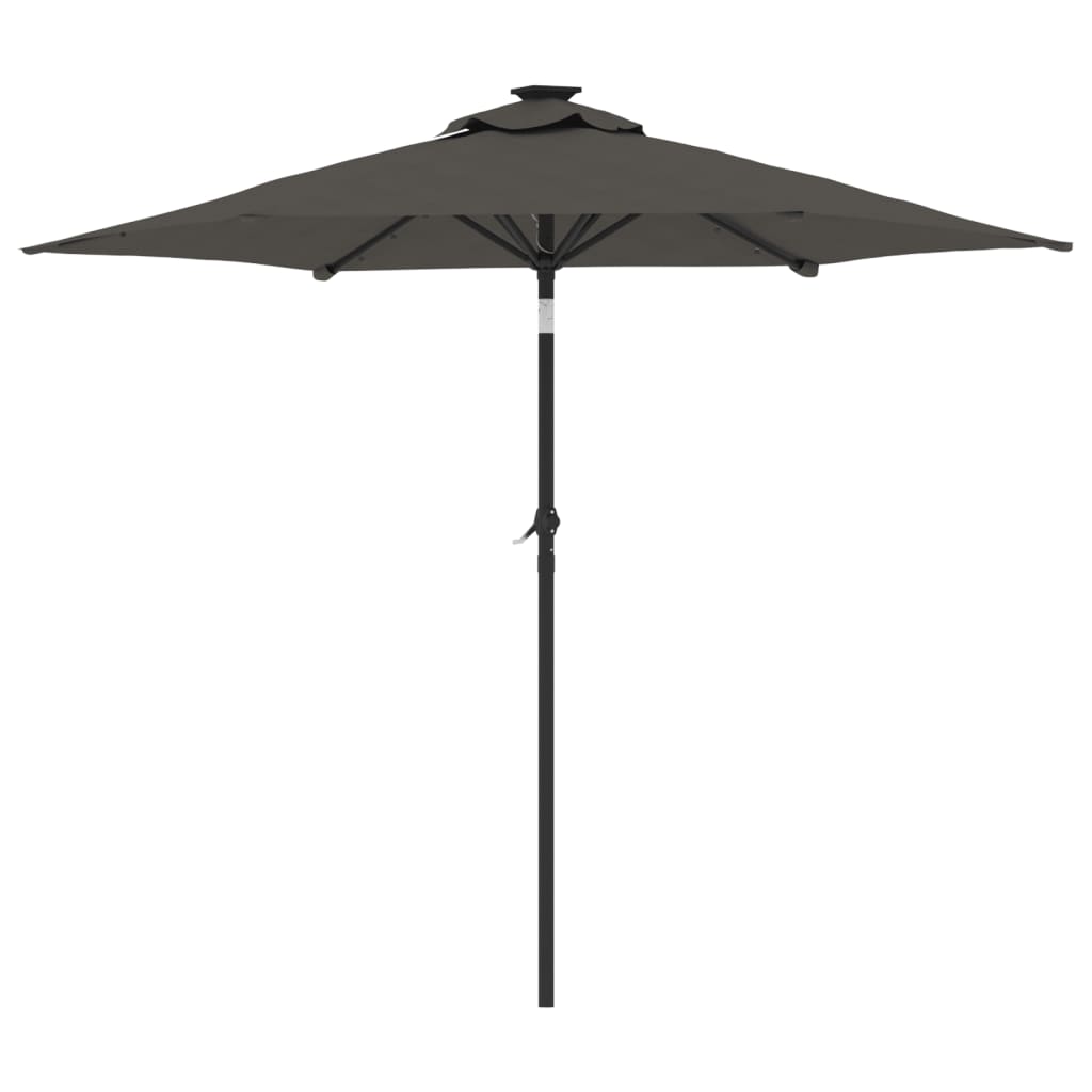 Garden Parasol with LEDs and Steel Pole Anthracite 225x225x212cm