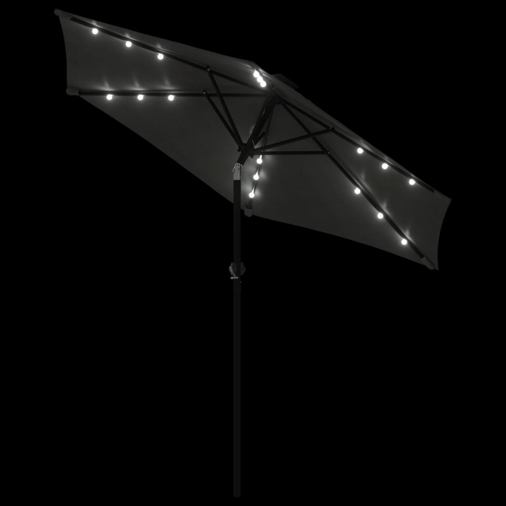 Garden Parasol with LEDs and Steel Pole Anthracite 225x225x212cm