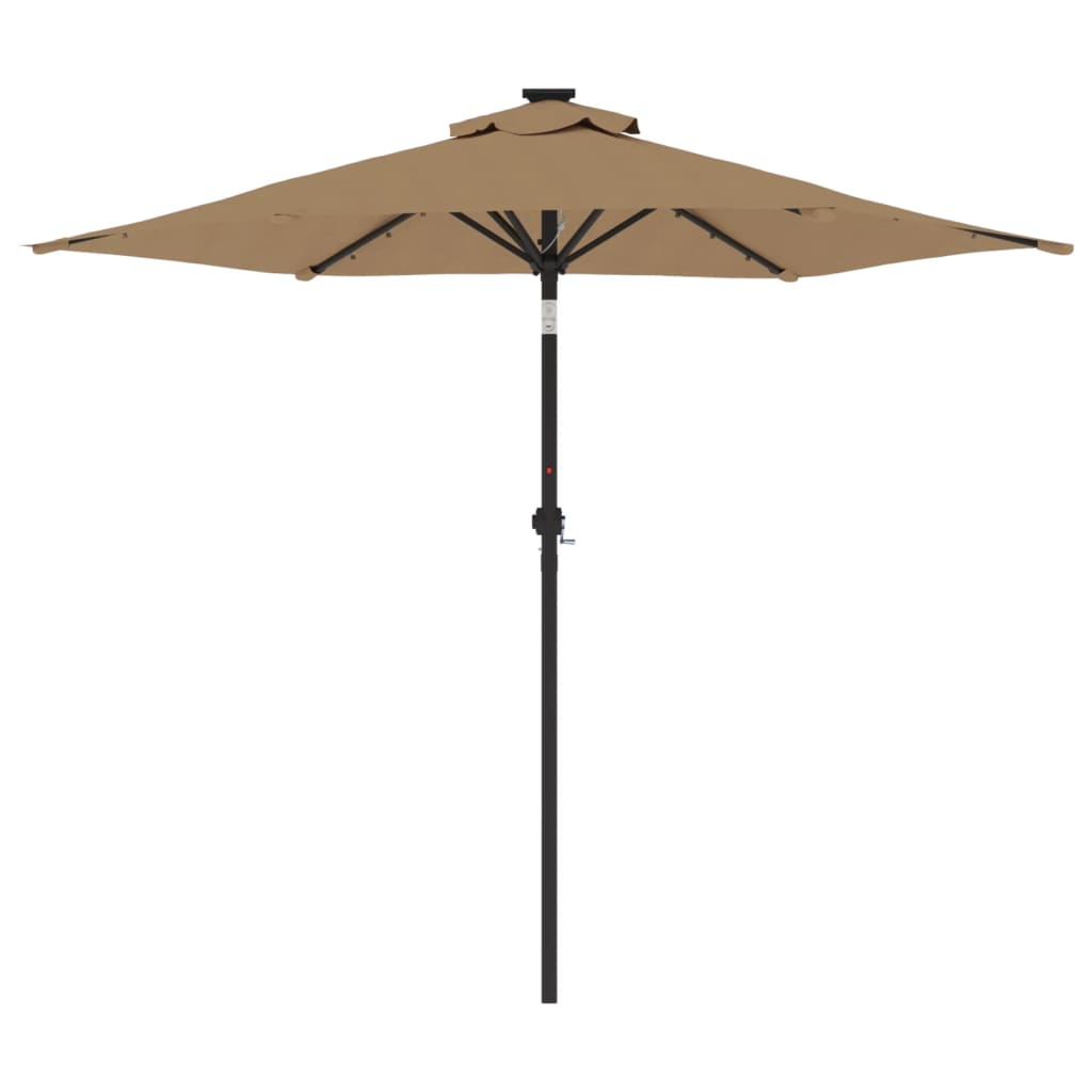 Garden Parasol with LEDs and Steel Pole Taupe 225x225x212cm