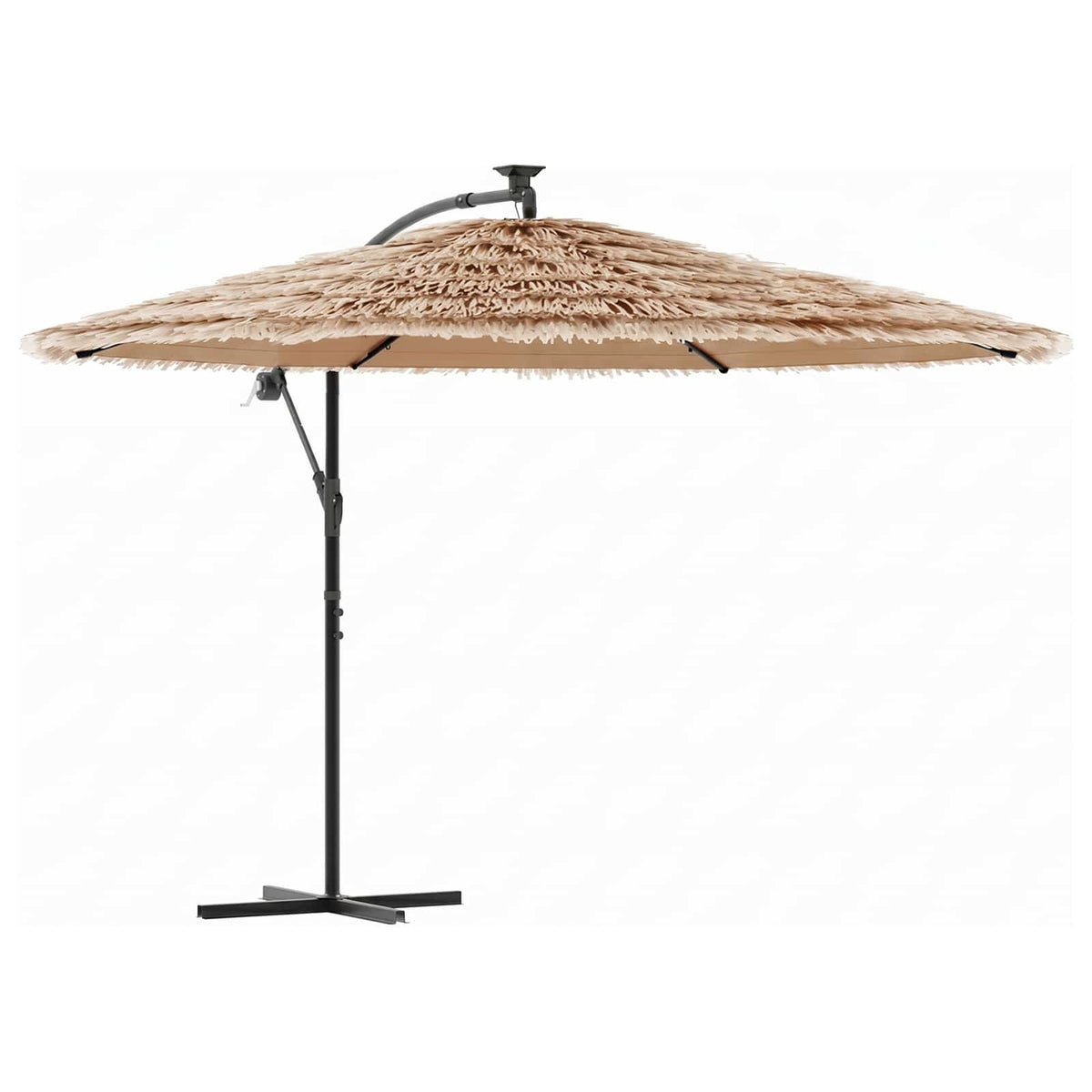 Garden Parasol with LEDs and Steel Pole Brown 246x246x230 cm