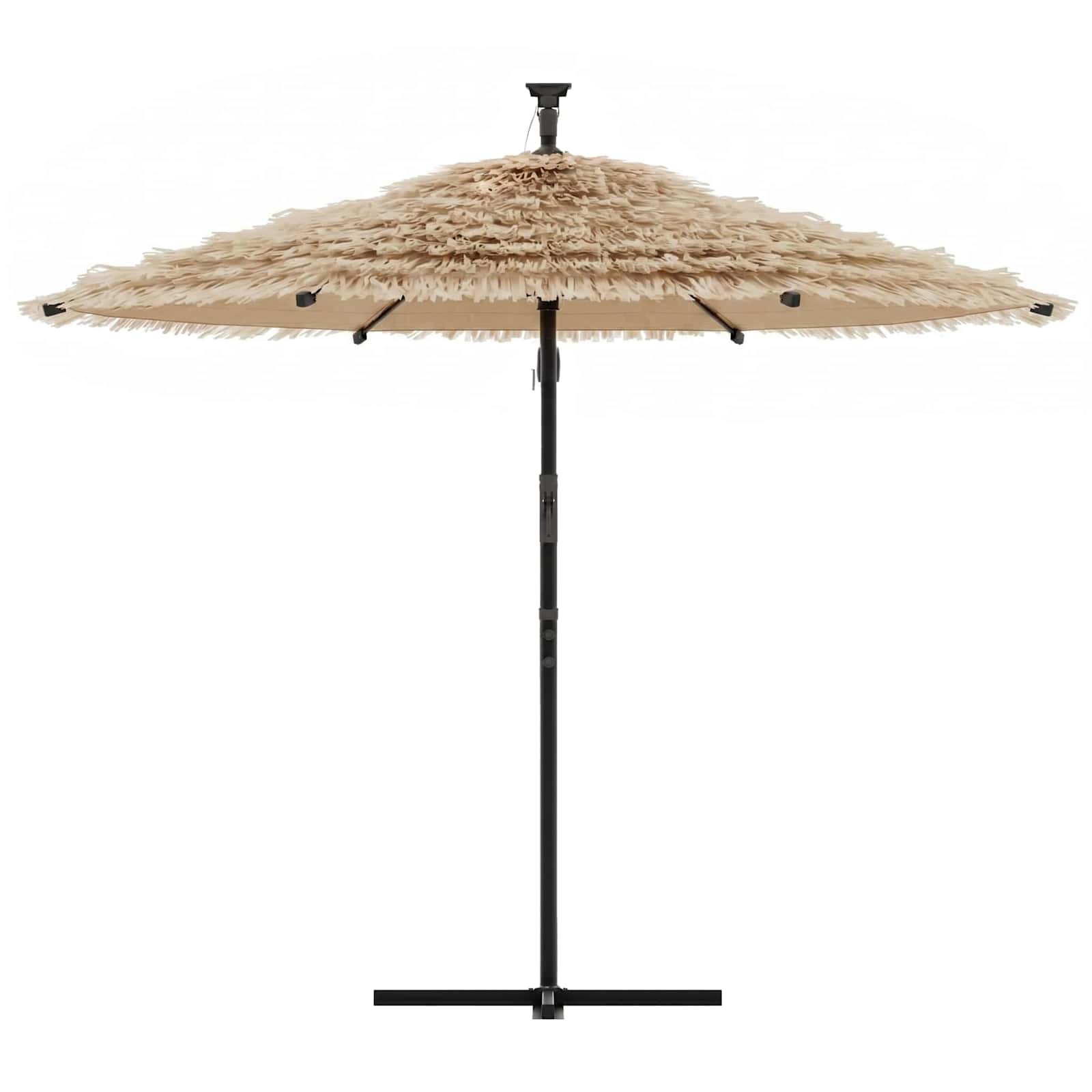 Garden Parasol with LEDs and Steel Pole Brown 246x246x230 cm