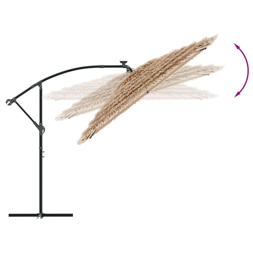 Garden Parasol with LEDs and Steel Pole Brown 269x269x235 cm