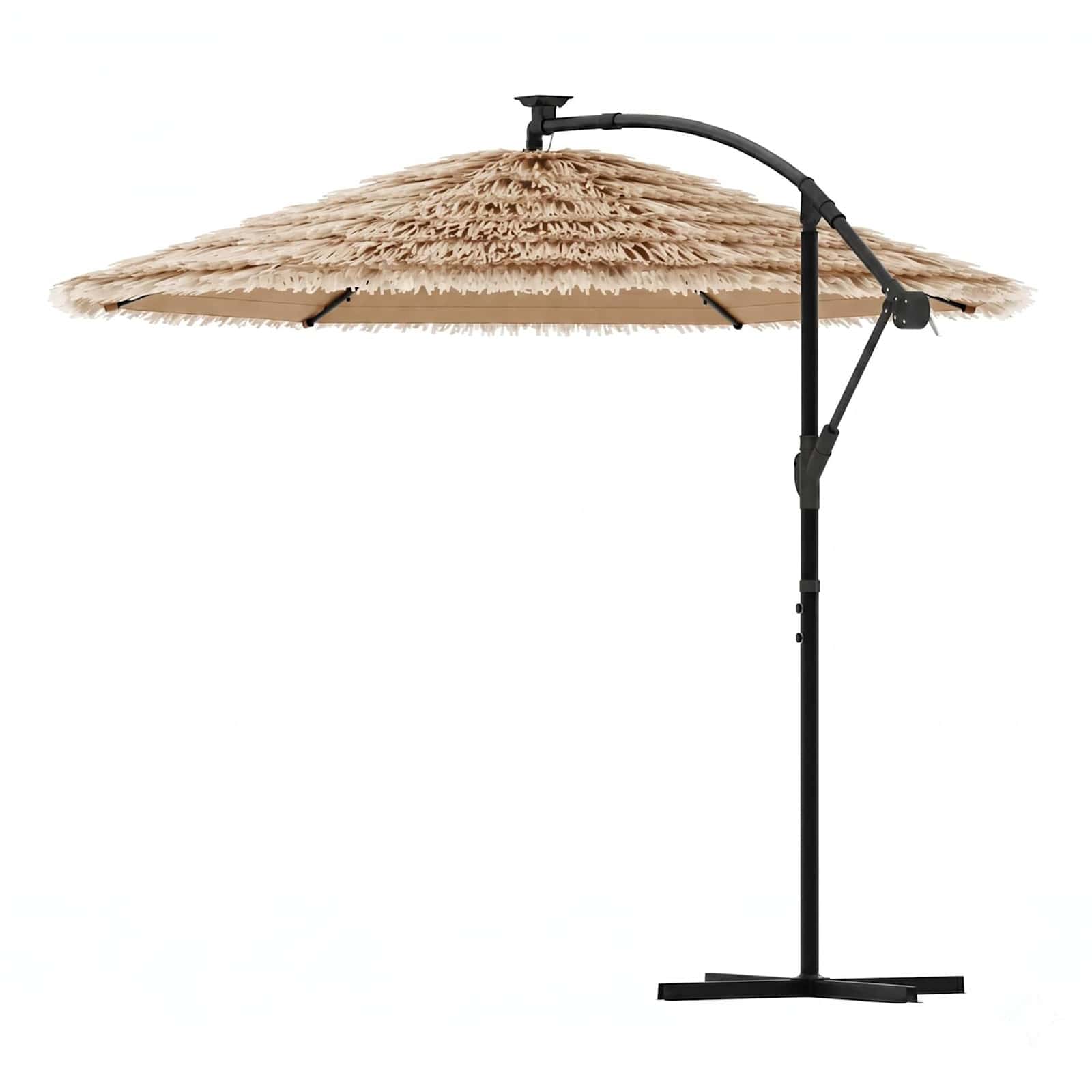 Garden Parasol with LEDs and Steel Pole Brown 269x269x235 cm