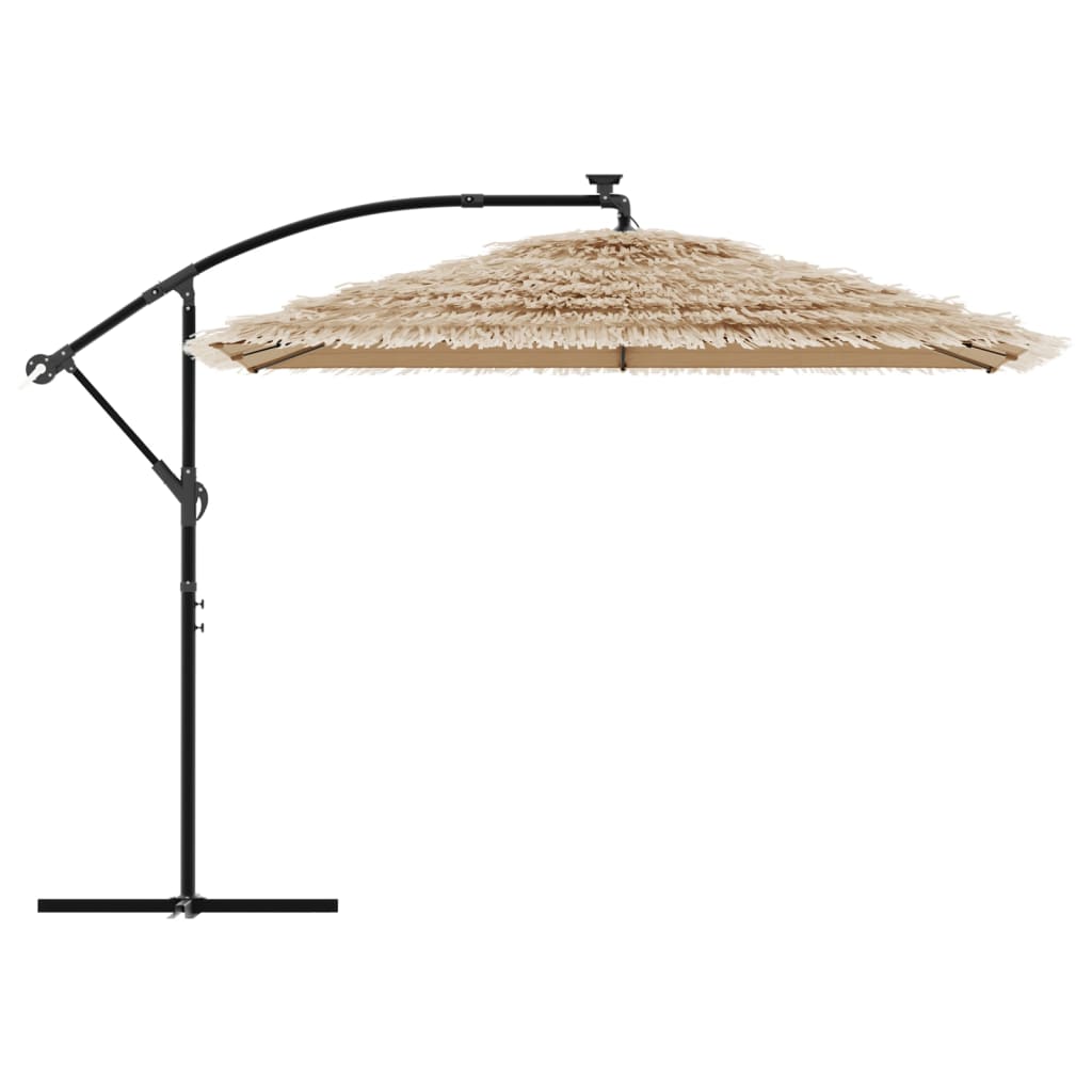 Garden Parasol with LEDs and Steel Pole Brown 290x290x238 cm