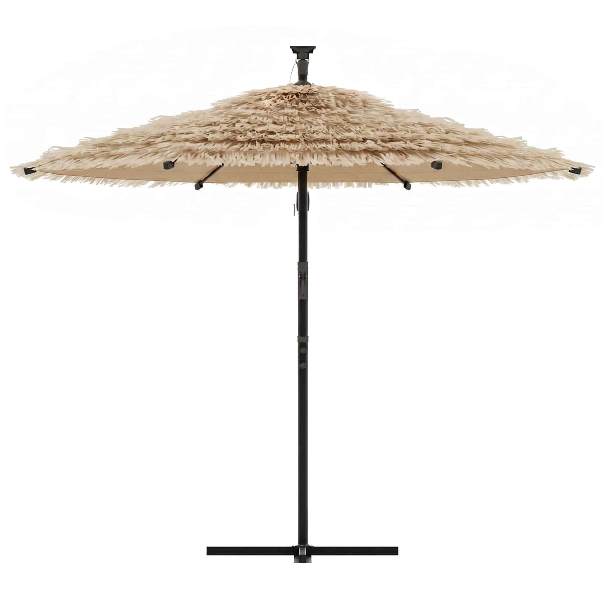 Garden Parasol with LEDs and Steel Pole Brown 290x290x238 cm