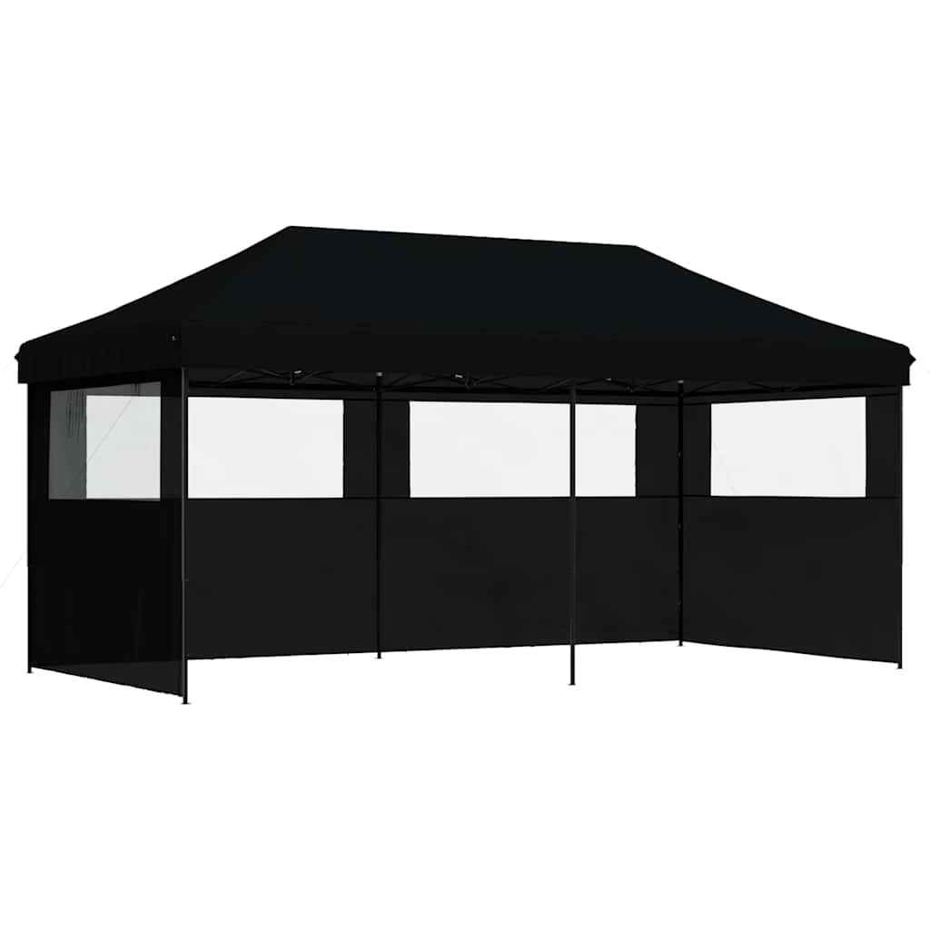 Foldable Party Tent Pop-Up with 3 Sidewalls Black