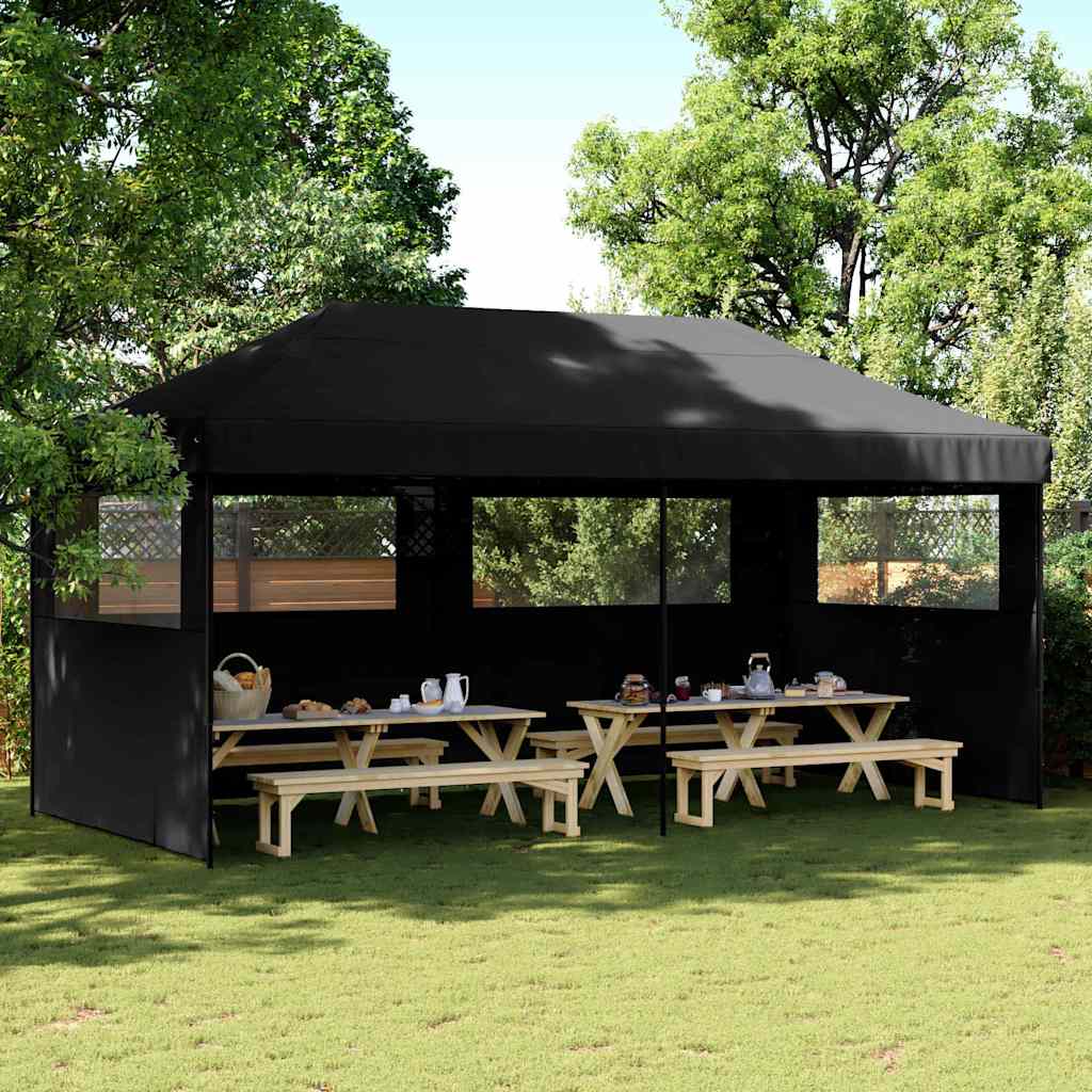 Foldable Party Tent Pop-Up with 3 Sidewalls Black