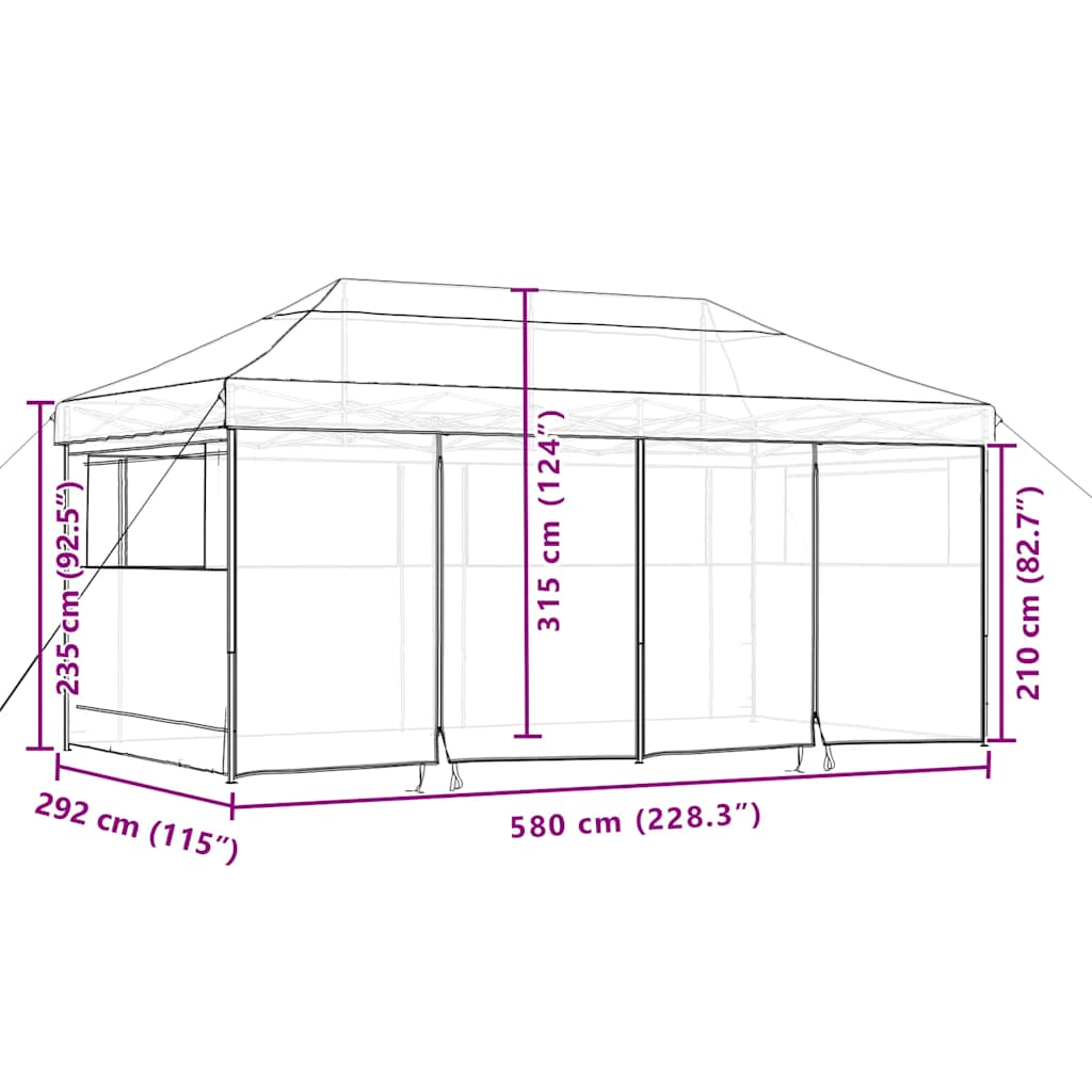 Foldable Party Tent Pop-Up with 4 Sidewalls Brown