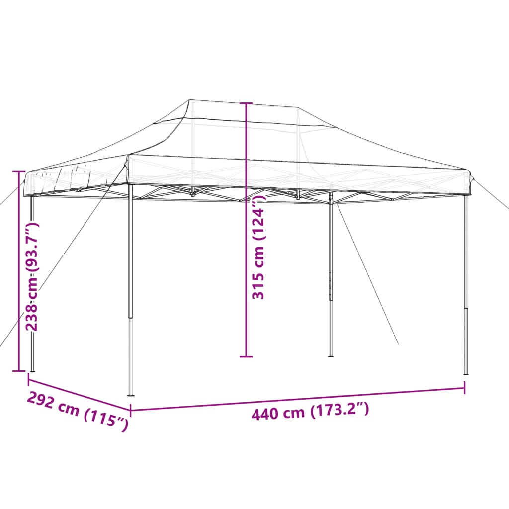 Foldable Party Tent Pop-Up Brown 440x292x315 cm
