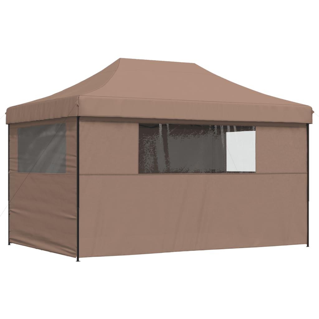 Foldable Party Tent Pop-Up with 4 Sidewalls Brown