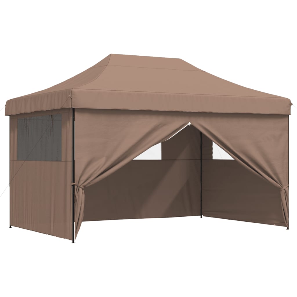 Foldable Party Tent Pop-Up with 4 Sidewalls Brown